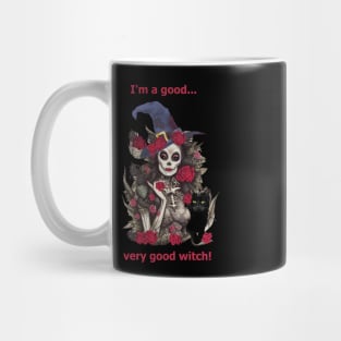 Good Witch and cat for cute Halloween, purple roses,scary, spooky Mug